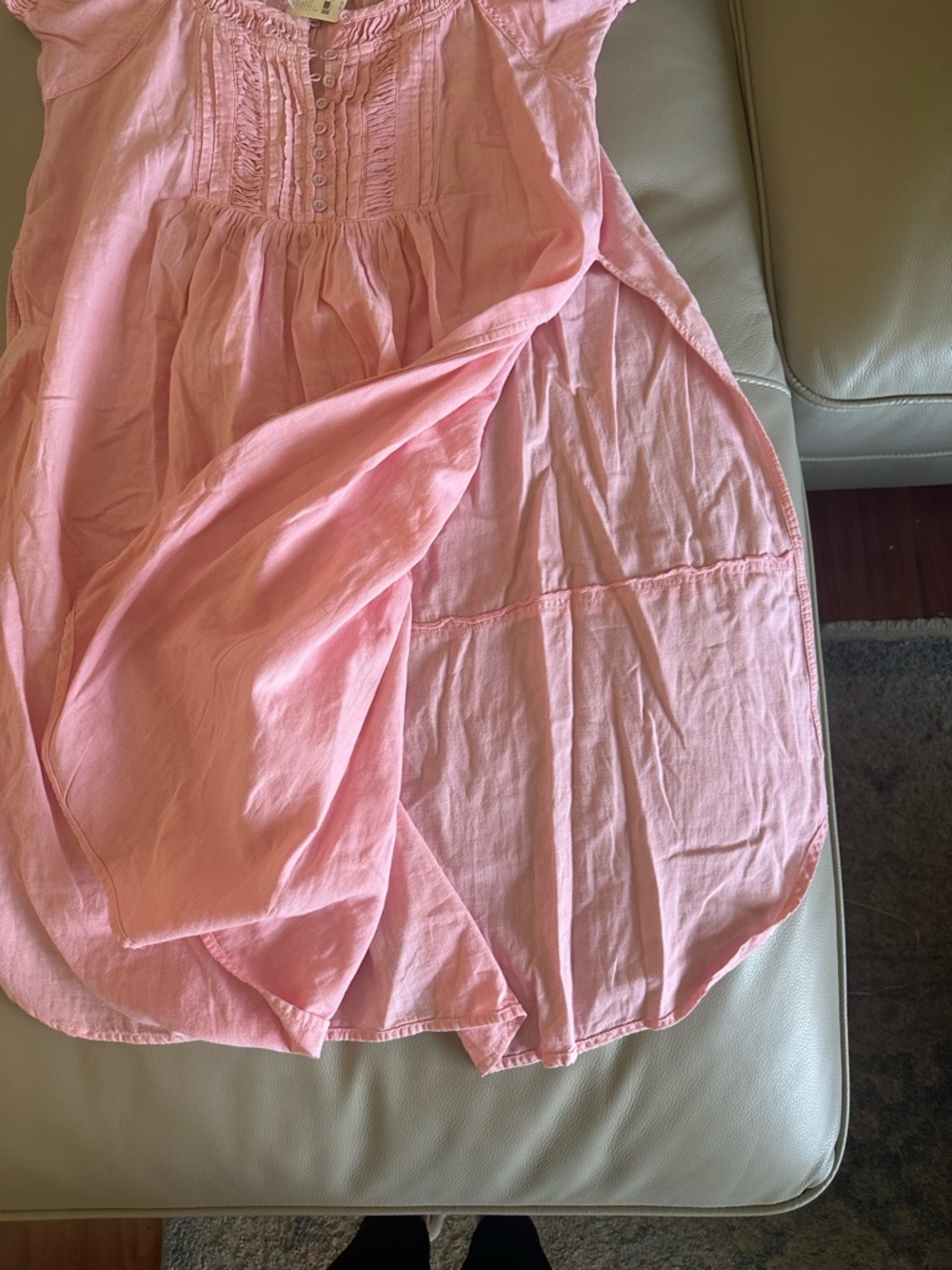 We The Free by Free People Pink Long Pintucked Ruffle Front Tunic Top NWT Sz L - Picture 10 of 15